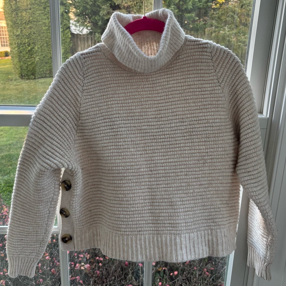 Madewell Ribbed Cream Turtleneck Sweater